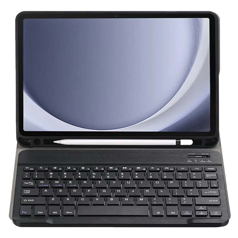 A09B For Samsung Galaxy Tab A9+ X210 X215 X216 Stand Cover + Bluetooth-compatible Keyboard with Pencil Holder - Black
