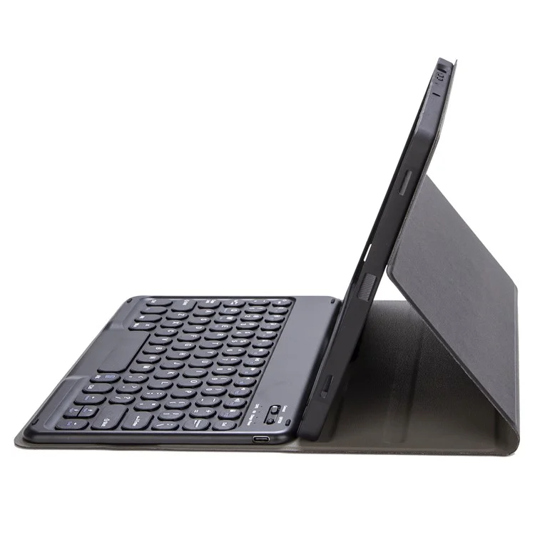 Y09B Para Samsung Galaxy Tab A9+ X210 X215 X216 Stand Leather Cover + Round Cap Bluetooth Keyboard Pen Slot - Preto