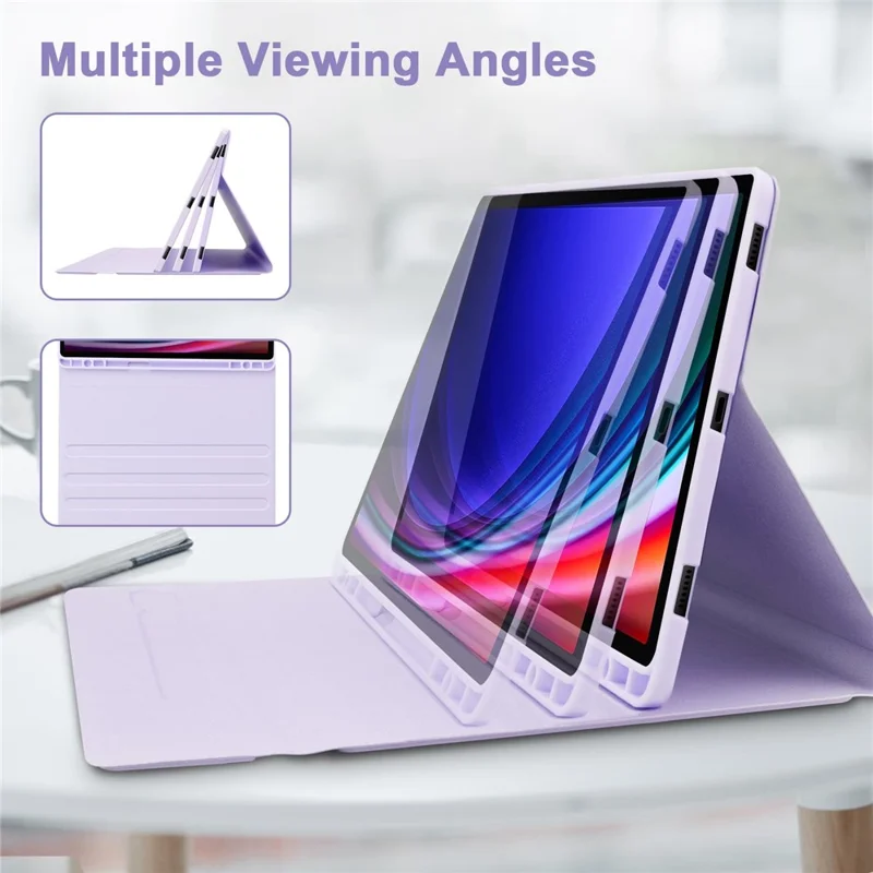 SK-T810 For Samsung Galaxy Tab S9+ SM-X810 / X816B / X818U Leather Case with Wireless Bluetooth-compatible Keyboard - Purple