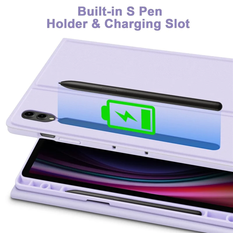 SK-T810 For Samsung Galaxy Tab S9+ SM-X810 / X816B / X818U Leather Case with Wireless Bluetooth-compatible Keyboard - Purple