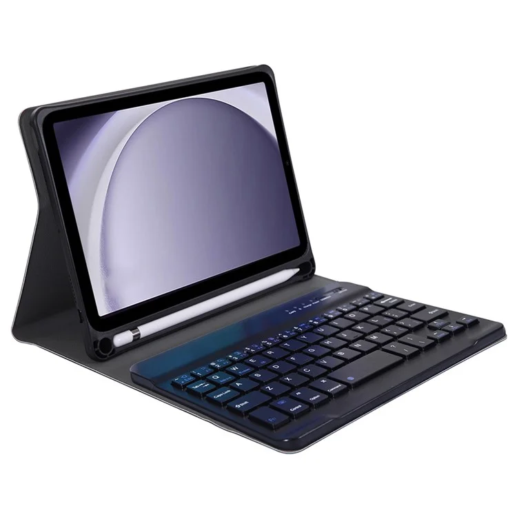 SK-X115 Für Samsung Galaxy Tab A9 SM-X110 / X115 Bluetooth-Tastatur, stoßfeste Hülle, Leder-Klapptablett-Abdeckung - Schwarz