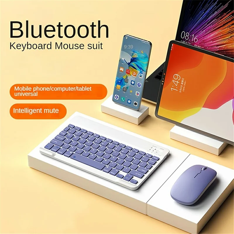 A11 For iPad Pro 11-inch (2018) / (2020) / (2021) / (2022) Bluetooth-compatible Keyboard Set with Mouse, Rotating Kickstand Tablet Case - Sky Blue
