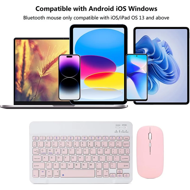 A11 For iPad Pro 11-inch (2018) / (2020) / (2021) / (2022) Bluetooth-compatible Keyboard Set with Mouse, Rotating Kickstand Tablet Case - Pink