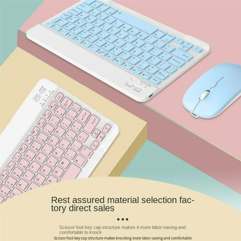 A11 For iPad Pro 11-inch (2018) / (2020) / (2021) / (2022) Bluetooth-compatible Keyboard Set with Mouse, Rotating Kickstand Tablet Case - Pink