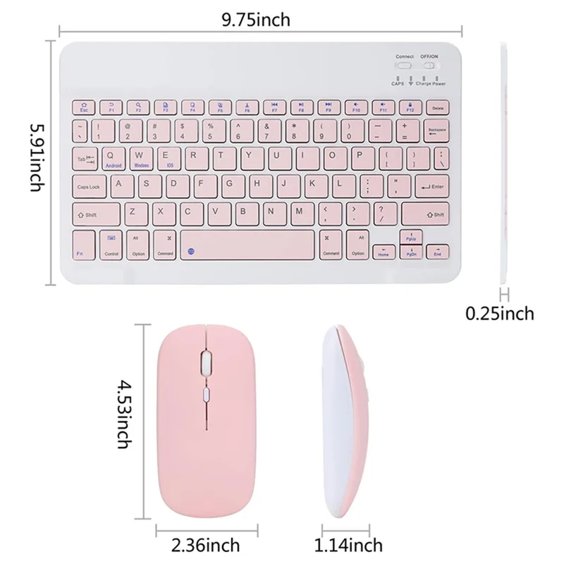 A11 For iPad Pro 11-inch (2018) / (2020) / (2021) / (2022) Bluetooth-compatible Keyboard Set with Mouse, Rotating Kickstand Tablet Case - Pink
