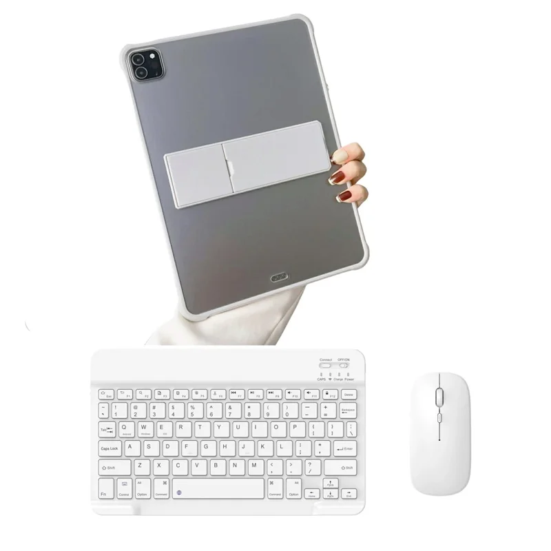 A11 For iPad Pro 11-inch (2018) / (2020) / (2021) / (2022) Kickstand Tablet Case Set with Bluetooth-compatible Keyboard, Mouse - White