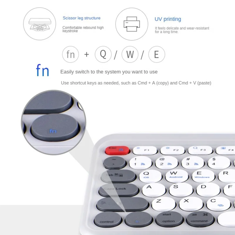 A201 Laptop Keyboard Bluetooth-compatible + Wireless 2.4G Computer Keyboard for Windows / 8-Pin / Android - Grey