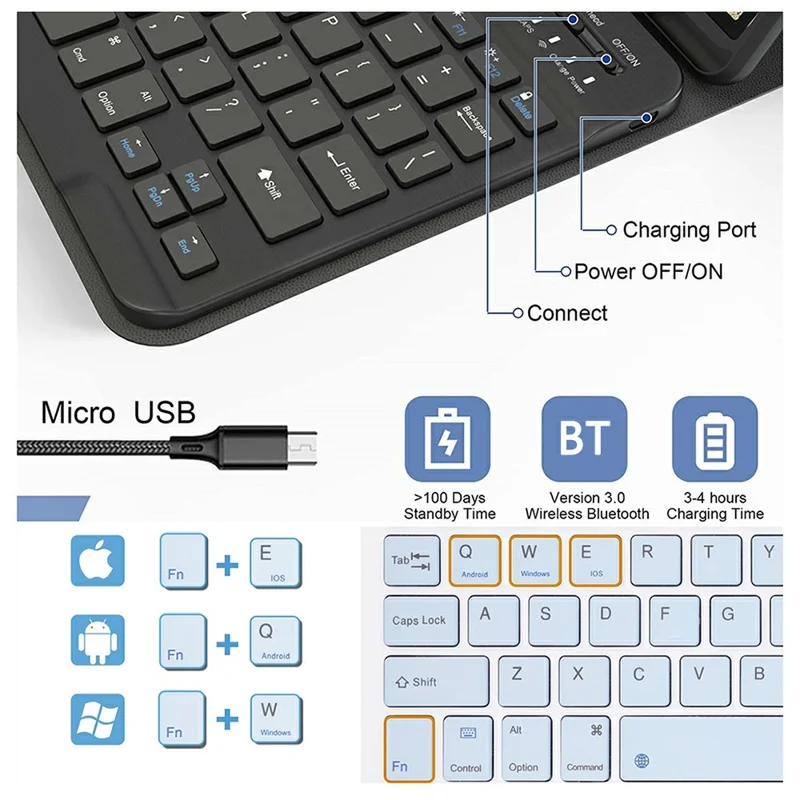 SK-X510 per Samsung Galaxy Tab S9 FE SM-X510 / X516 / X518 Custodia con Tastiera Bluetooth Tablet - Rosa