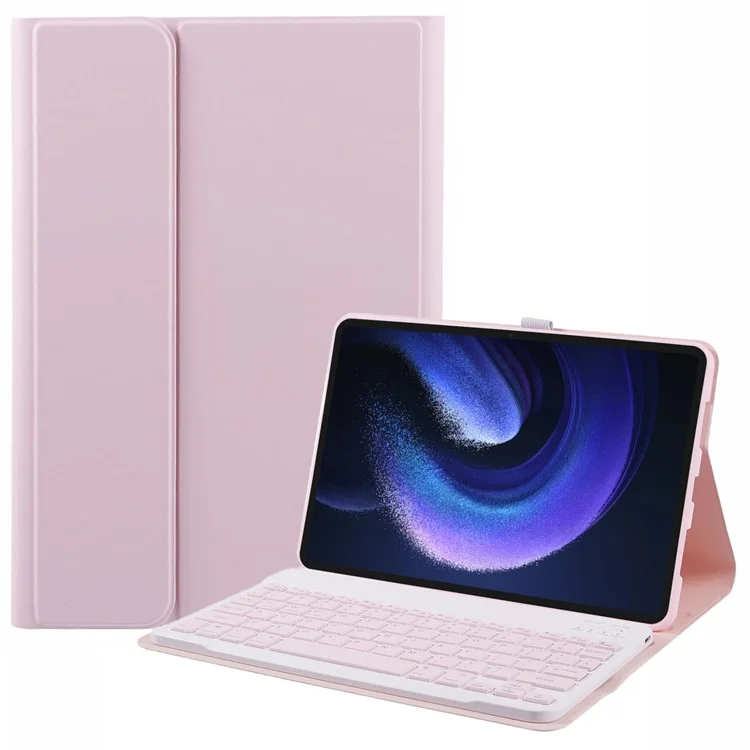 XM-Pro11 For Xiaomi Pad 6 Pro / Pad 6 Bluetooth-compatible Keyboard Shockproof Tablet Case Leather Flip Cover - Pink