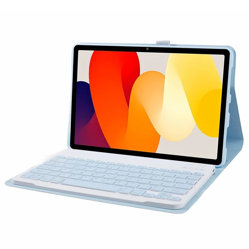 SK-SE11 For Xiaomi Redmi Pad SE PU Leather Flip Tablet Case Cover with Detachable Bluetooth-compatible Keyboard - Sky Blue