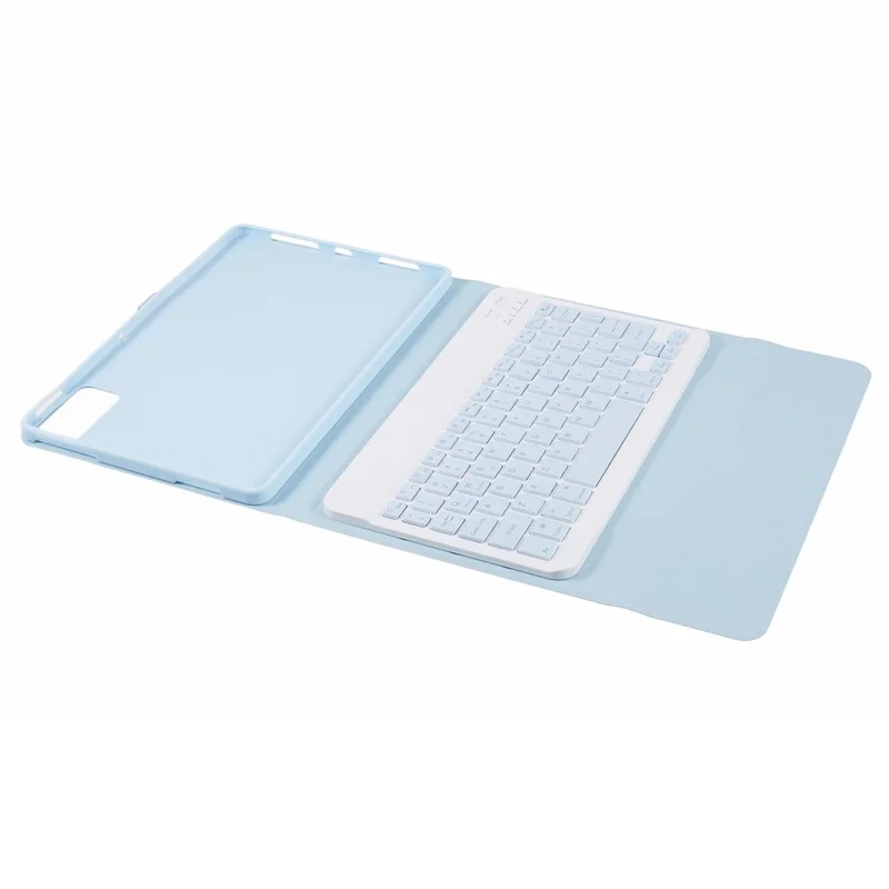 SK-SE11 For Xiaomi Redmi Pad SE PU Leather Flip Tablet Case Cover with Detachable Bluetooth-compatible Keyboard - Sky Blue