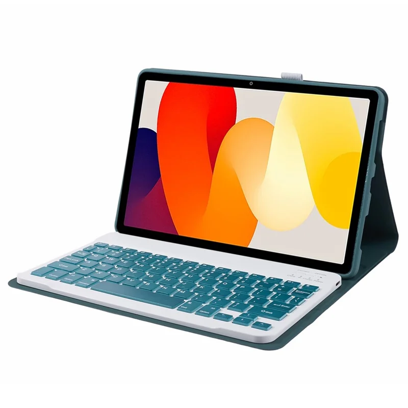 SK-SE11 For Xiaomi Redmi Pad SE PU Leather Flip Tablet Case Cover with Detachable Bluetooth-compatible Keyboard - Midnight Green