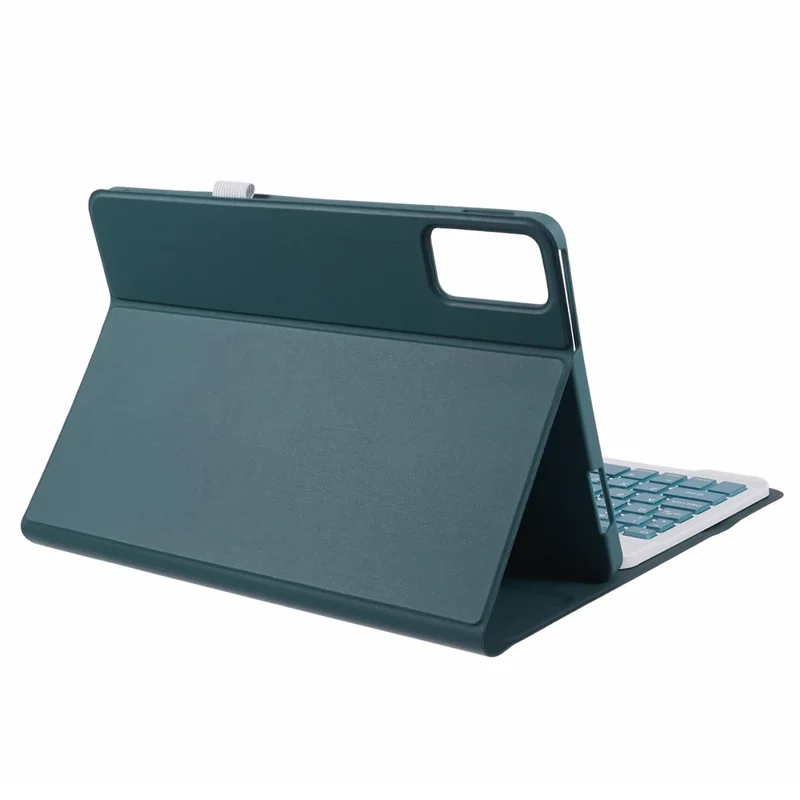 SK-SE11 For Xiaomi Redmi Pad SE PU Leather Flip Tablet Case Cover with Detachable Bluetooth-compatible Keyboard - Midnight Green