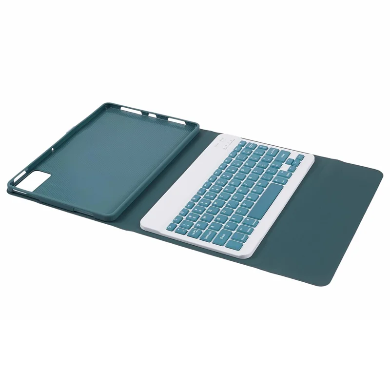 SK-SE11 For Xiaomi Redmi Pad SE PU Leather Flip Tablet Case Cover with Detachable Bluetooth-compatible Keyboard - Midnight Green