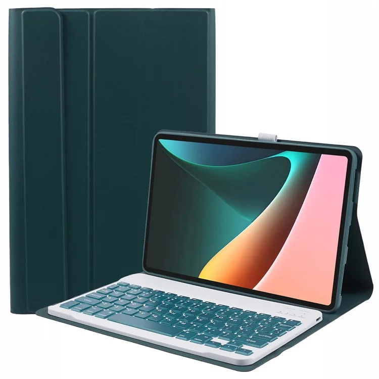 XM-Pro5 Pour Xiaomi Pad 5 / Pad 5 Pro Clavier Bluetooth amovible Étui pour tablette en cuir PU Flip Cover - Vert de minuit