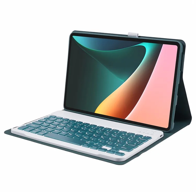 XM-Pro5 Pour Xiaomi Pad 5 / Pad 5 Pro Clavier Bluetooth amovible Étui pour tablette en cuir PU Flip Cover - Vert de minuit