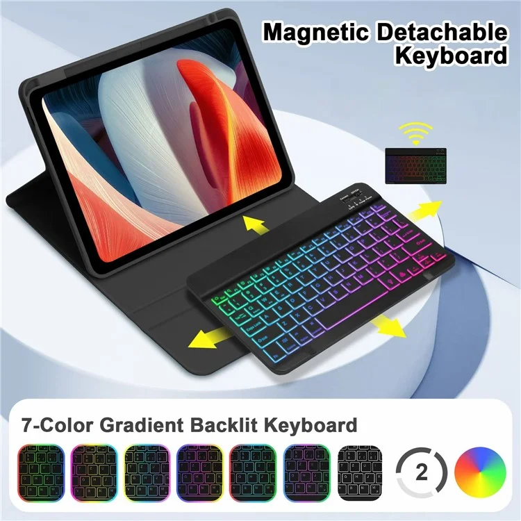 UP-1109 For iPad Air 11 (2025) / (2024) / Air (2020) (2022) / Pro 11 (2020) / (2021) / (2022) Backlit Bluetooth-Compatible Keyboard Tablet Case