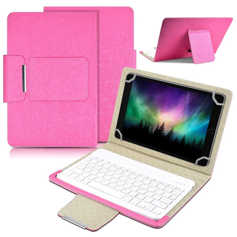 TY-3302 Universal Bluetooth-compatible Keyboards Leather Case Stand for 9 -10.9 inch Tablet - Pink