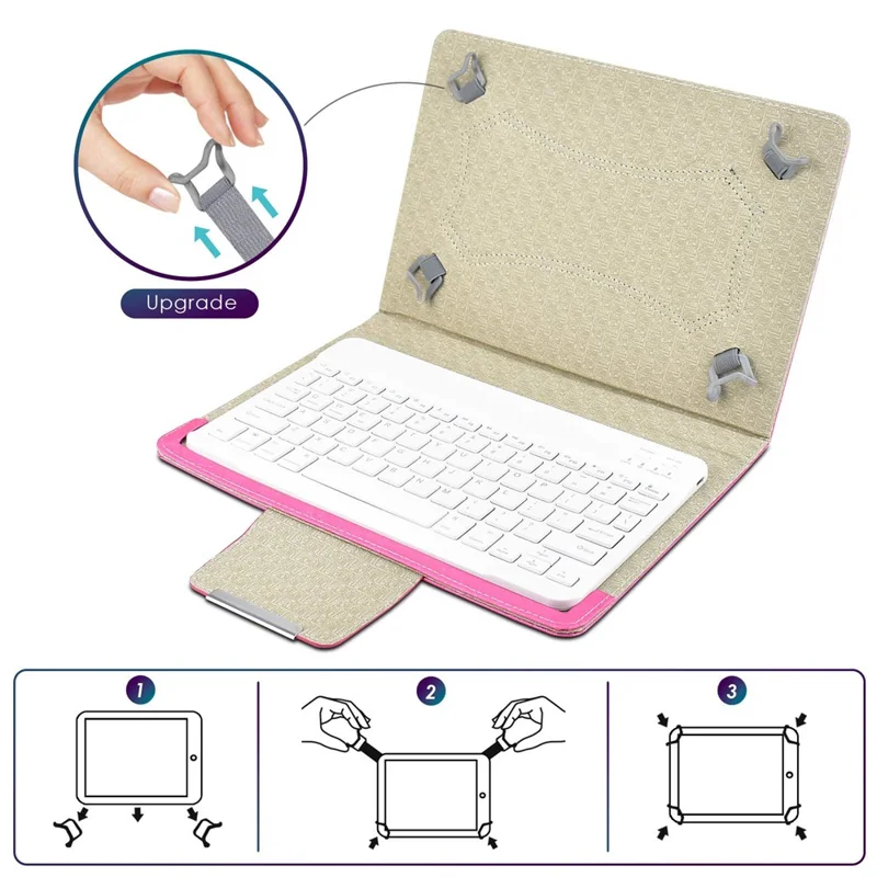 TY-3302 Universal Bluetooth-compatible Keyboards Leather Case Stand for 9 -10.9 inch Tablet - Pink