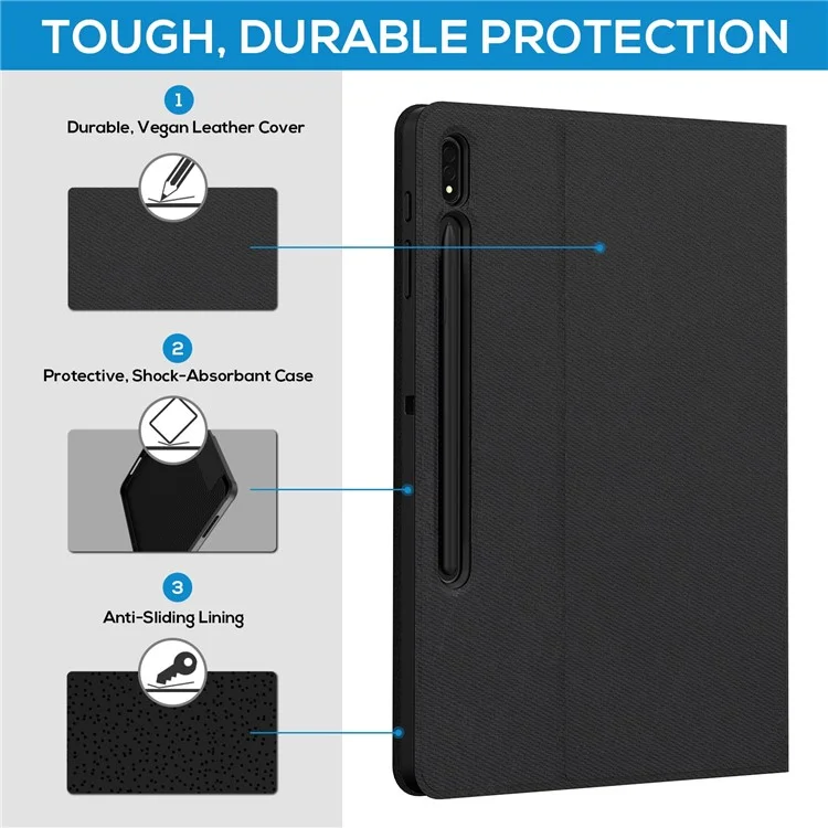 SK-780D For Samsung Galaxy Tab S8+ / S7 FE / S7+ Backlit Touchpad Bluetooth-compatible Keyboard with Protective Tablet Case - Black