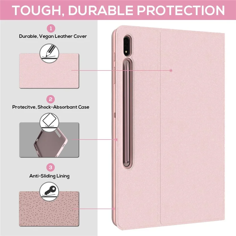 SK-780D pour Samsung Galaxy Tab S8+ / S7 FE / S7+ Clavier rétroéclairé avec pavé tactile, compatible Bluetooth, avec étui de protection pour tablette - Rose