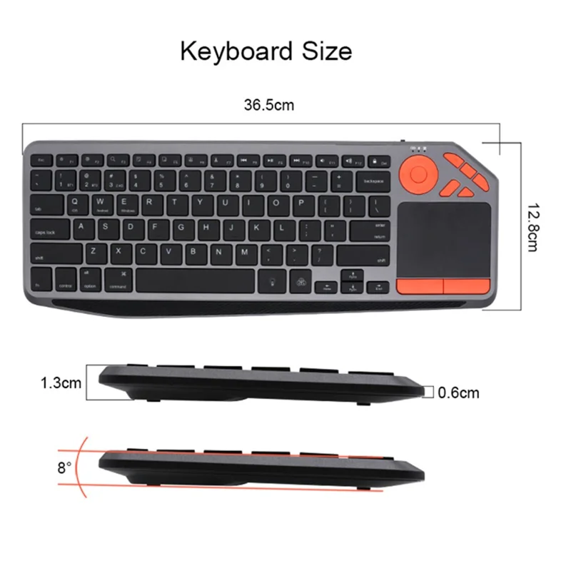 BK9801T Dual-Mode Keyboard Bluetooth-compatible 2.4G Wireless Keyboard with Touchpad for Computer, Tablet - White / Orange