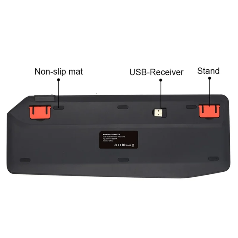 BK9801T Dual-Mode Keyboard Bluetooth-compatible 2.4G Wireless Keyboard with Touchpad for Computer, Tablet - White / Orange