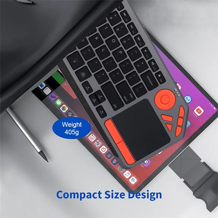 BK9801T Dual-Mode Keyboard Bluetooth-compatible 2.4G Wireless Keyboard with Touchpad for Computer, Tablet - Green