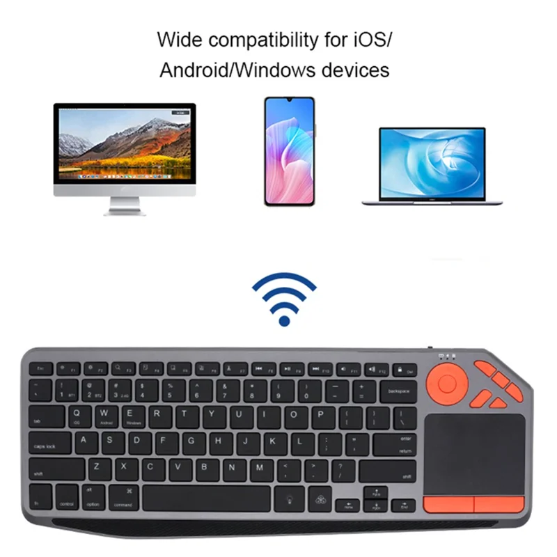 BK9801T Dual-Mode Keyboard Bluetooth-compatible 2.4G Wireless Keyboard with Touchpad for Computer, Tablet - White / Green