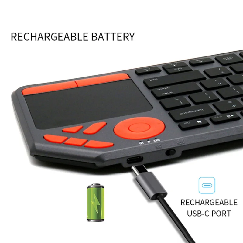 BK9801T Dual-Mode Keyboard Bluetooth-compatible 2.4G Wireless Keyboard with Touchpad for Computer, Tablet - White / Green