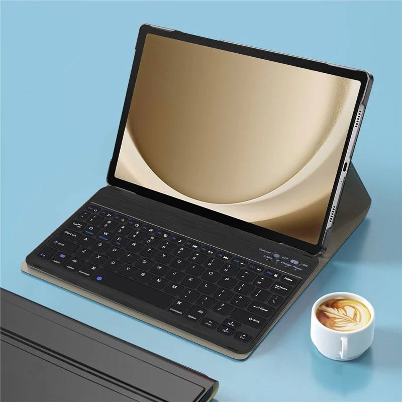 Bulk Purchasing PU Leather Case for Samsung Galaxy Tab A9+ Stand Folio Cover with Bluetooth-compatible Keyboard - Black