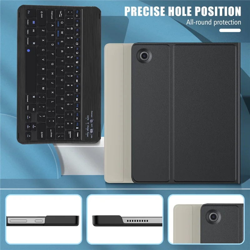 Bulk Purchasing PU Leather Case for Samsung Galaxy Tab A9+ Stand Folio Cover with Bluetooth-compatible Keyboard - Black