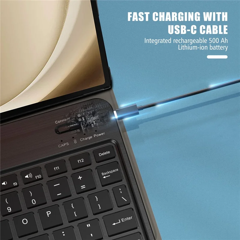 Bulk Purchasing PU Leather Case for Samsung Galaxy Tab A9+ Stand Folio Cover with Bluetooth-compatible Keyboard - Black