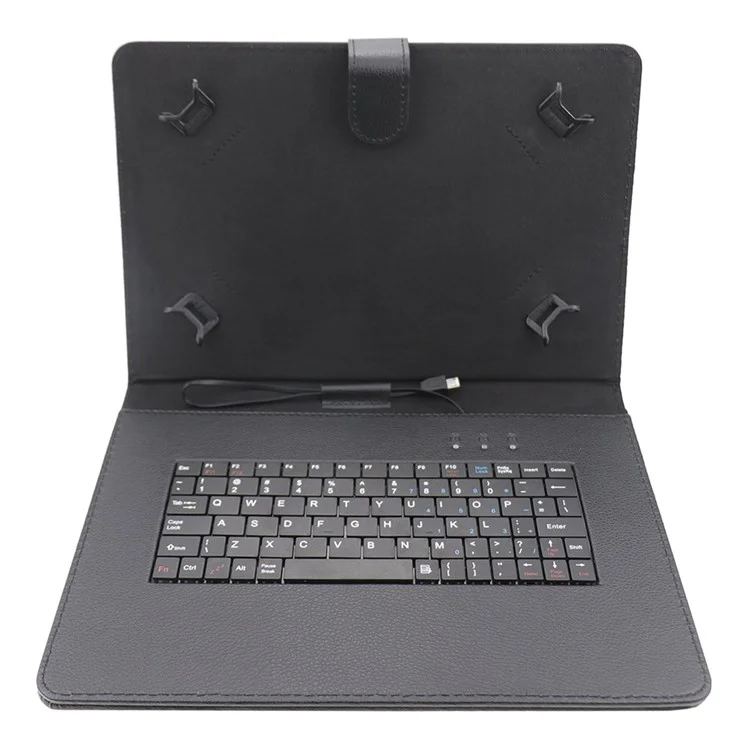 Capa de couro de PU com proteção de 9-10.6 polegadas para tablet, com cabo micro USB + Type C Keyboard