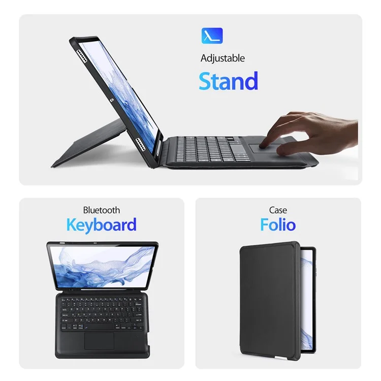DUX DUCIS For Samsung Galaxy Tab S8+ / S7+ / S7 FE Stand Leather Tablet Case with Magnetic Detachable Keyboard