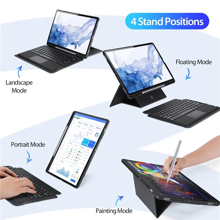DUX DUCIS For Samsung Galaxy Tab S8+ / S7+ / S7 FE Stand Leather Tablet Case with Magnetic Detachable Keyboard