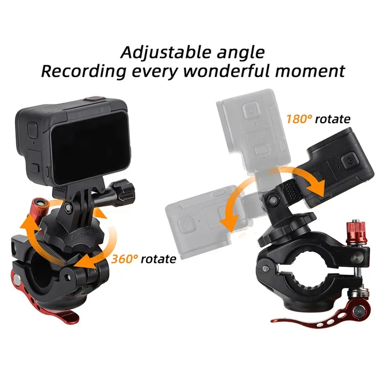 SUNNYLIFE ZJ758 DJI Action 4 / GoPro 12 Supporto per bicicletta con rotazione a 360 gradi