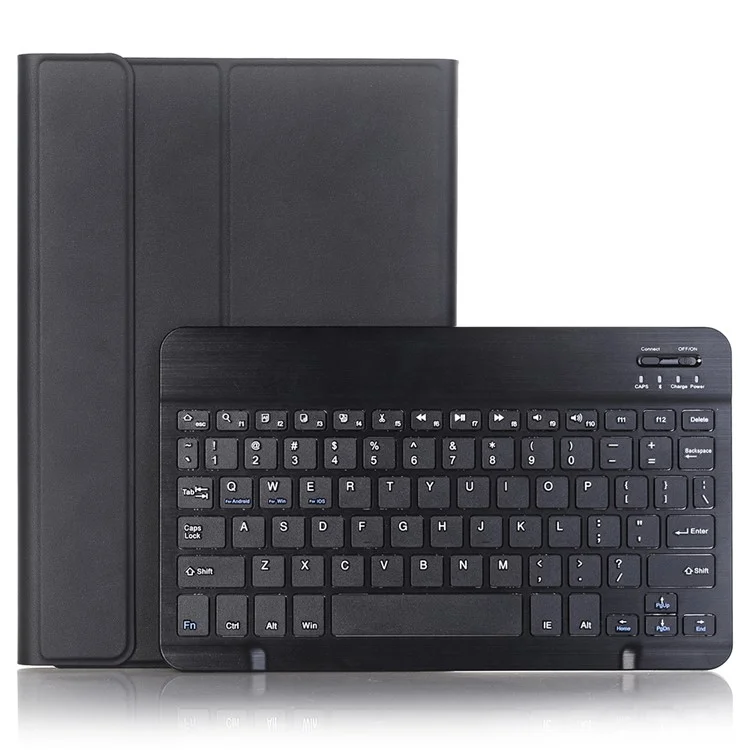 A710B Para Samsung Galaxy Tab S9 fe X510 / X516 Tampa de Couro Por Suporte de Caneta + Teclado Bluetooth - Preto