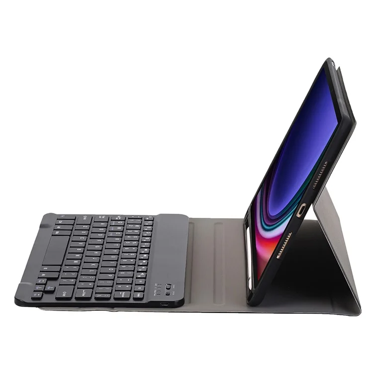 A710B For Samsung Galaxy Tab S10 FE / S9 FE X510 X516 / S9 X710 X716B X718U Leather Stand Cover + Bluetooth-Compatible Keyboard - Black