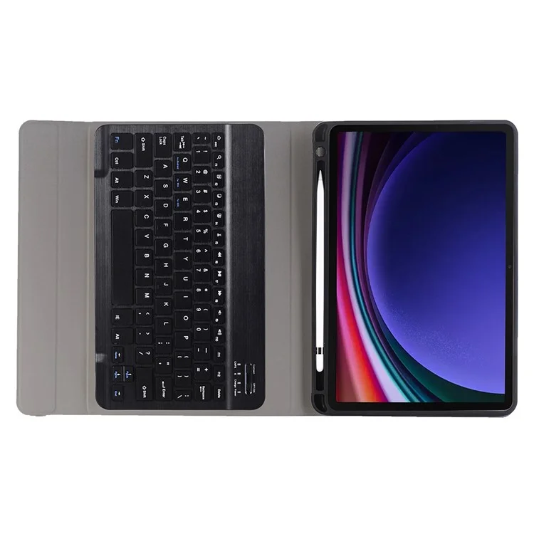A710B For Samsung Galaxy Tab S10 FE / S9 FE X510 X516 / S9 X710 X716B X718U Leather Stand Cover + Bluetooth-Compatible Keyboard - Black