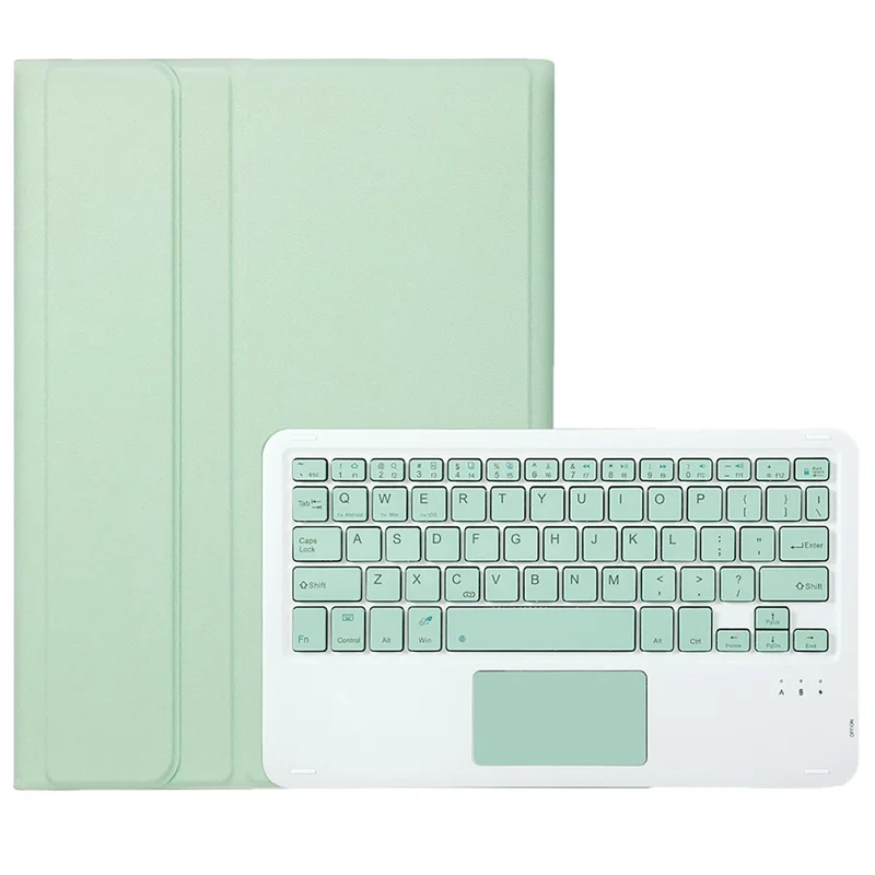 A710B-A For Samsung Galaxy Tab S10 Lite / S10 FE / S9 FE X510 X516 / S9 X710 TPU Case with Touchpad Bluetooth-Compatible Keyboard - Light Green