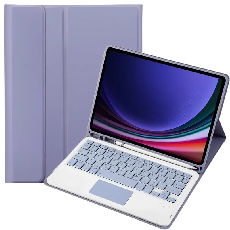 A710B-A For Samsung Galaxy Tab S10 Lite / S10 FE / S9 FE X510 X516 / S9 X710 TPU Case with Touchpad Bluetooth-Compatible Keyboard - Purple