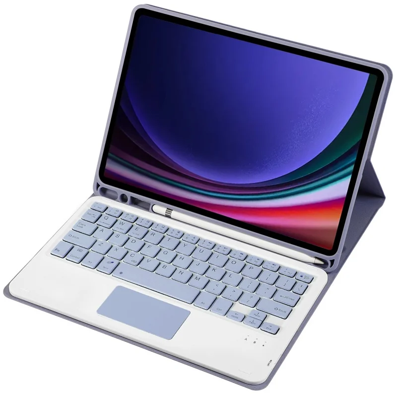 A710B-A For Samsung Galaxy Tab S10 Lite / S10 FE / S9 FE X510 X516 / S9 X710 TPU Case with Touchpad Bluetooth-Compatible Keyboard - Purple