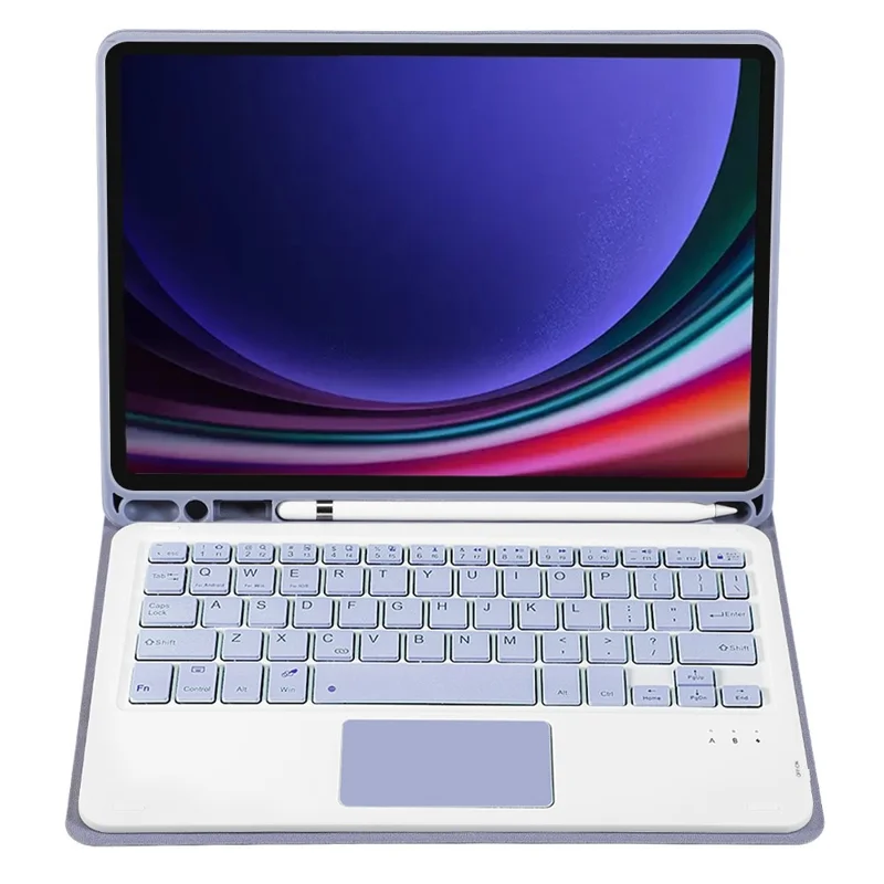 A710B-A For Samsung Galaxy Tab S10 Lite / S10 FE / S9 FE X510 X516 / S9 X710 TPU Case with Touchpad Bluetooth-Compatible Keyboard - Purple