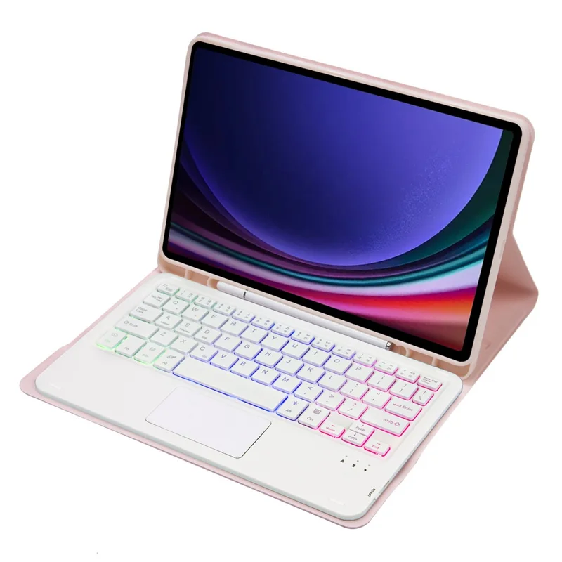 A710B-AS For Samsung Galaxy Tab S10 FE / S9 FE X510 X516 / S9 X710 X716B X718U Bluetooth-Compatible Keyboard Tablet Case - Pink