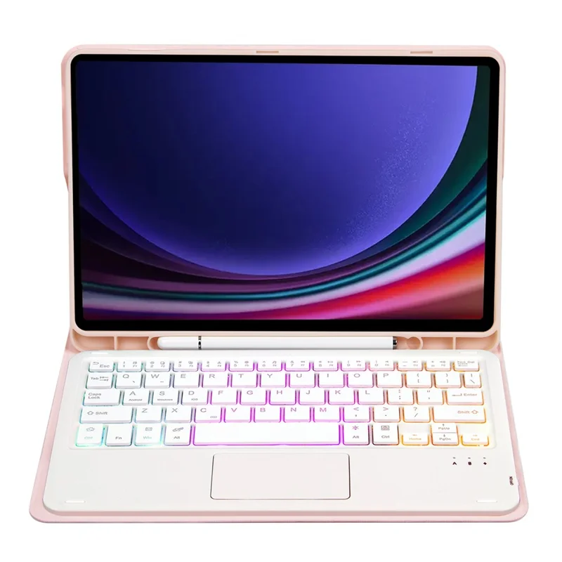 A710B-AS For Samsung Galaxy Tab S10 FE / S9 FE X510 X516 / S9 X710 X716B X718U Bluetooth-Compatible Keyboard Tablet Case - Pink