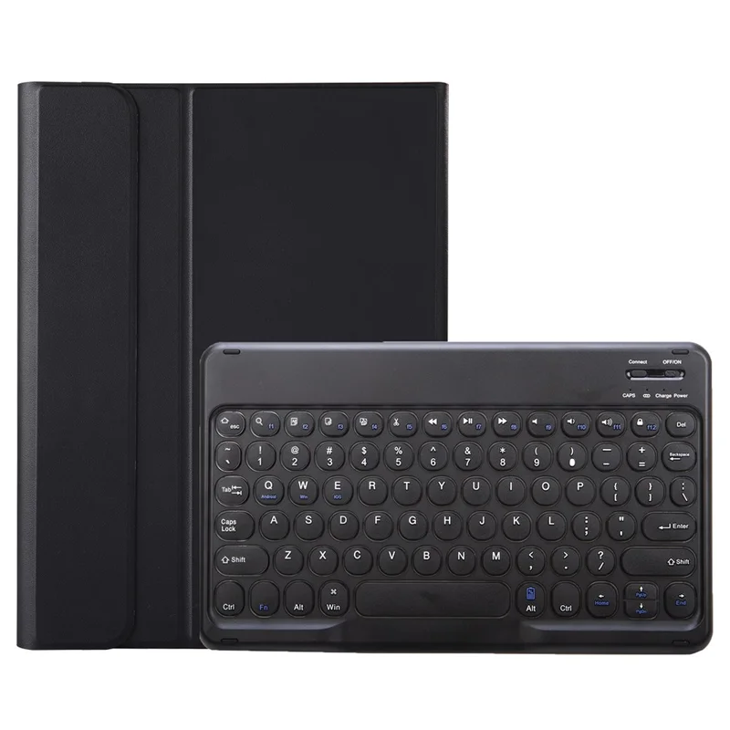 YA710B For Samsung Galaxy Tab S10 Lite / S10 FE / S9 FE X510 X516 / S9 X710 Round Key Cap Bluetooth-Compatible Keyboard TPU Tablet Case - Black
