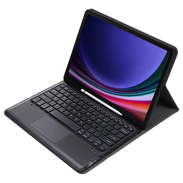 A810B-A For Samsung Galaxy Tab S10+ / S9 FE+ / S9+ 12.4" X610 / X616 Bluetooth-compatible Keyboard with Touchpad Pencil Slot Tablet Case - Black