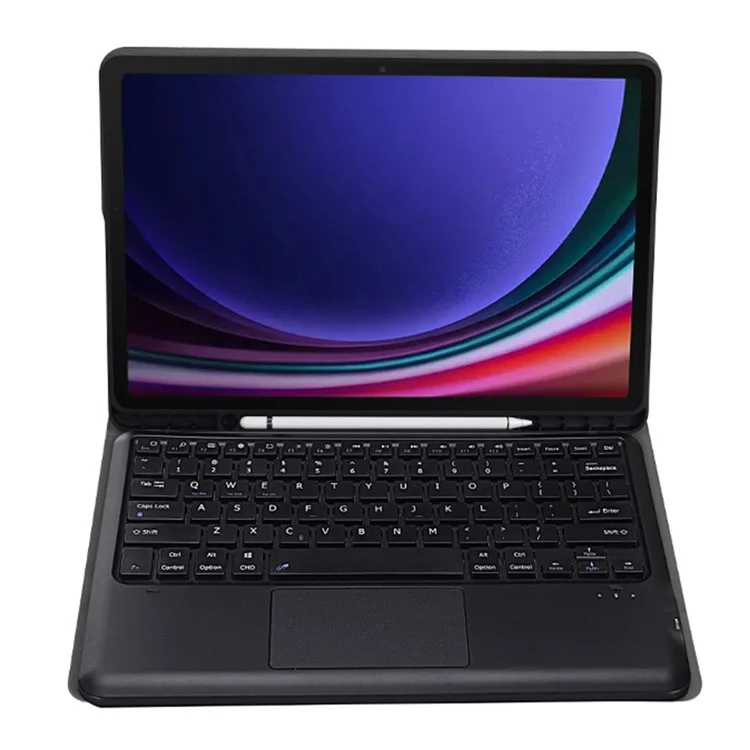 A810B-A For Samsung Galaxy Tab S10+ / S9 FE+ / S9+ 12.4" X610 / X616 Bluetooth-compatible Keyboard with Touchpad Pencil Slot Tablet Case - Black