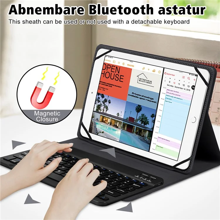 TY3316 Universal 9-11 inch Tablet Protective Cover Bluetooth-compatible Keyboard PU Leather Stand Case - Black